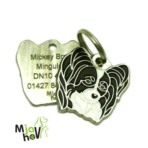 ID-brikker-papillon-svarthvit-gravert.jpg personlige ID-brikker MjavHov - graverte, online